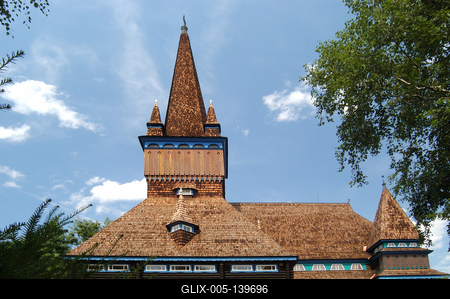 Miskolc, Deszkatemplom (református templom)-stock-foto