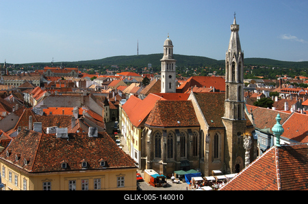 Sopron műemlékekben gazdag belvárosa-stock-foto