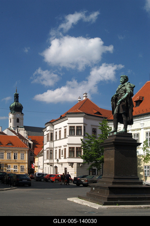 Győr, Bécsi kapu tér-stock-foto