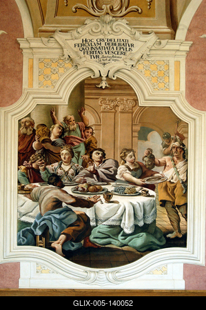 A Pannonhalmi Bencés Főapátság ebédlőterme-stock-foto