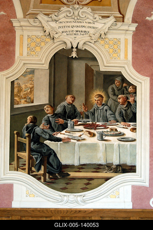 A Pannonhalmi Bencés Főapátság ebédlőterme-stock-foto