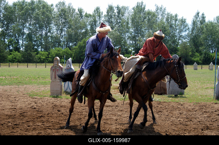 Lovasbemutató Ópusztaszeren-stock-foto