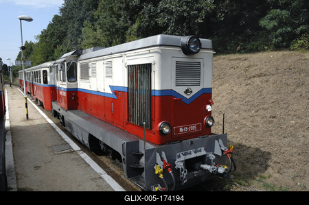 Budapest, Széchenyi-hegyi Gyermekvasút (Úttörõvasút) Hûvösvölgy állomása.-stock-foto