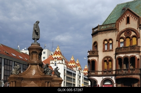 Pécs - Zsolnay Vilmos szobor-stock-foto