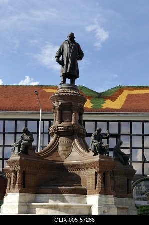 Pécs - Zsolnay Vilmos szobor-stock-foto