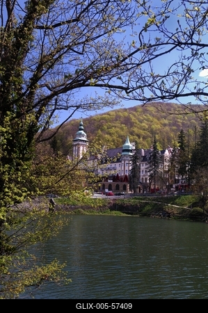 Lillafüred, Hámori-tó és a Palotaszálló-stock-foto