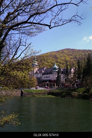 Lillafüred, Hámori-tó és a Palotaszálló-stock-foto