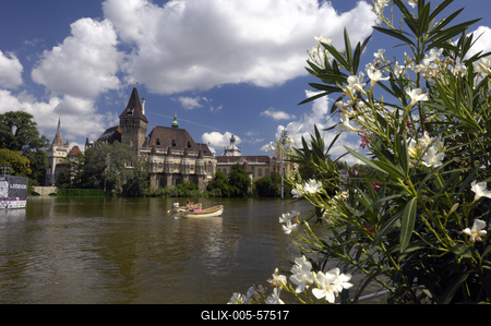 A Városligeti tó és a Vajdahunyad vára-stock-foto