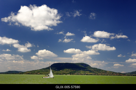 A Badacsony és a Balaton-stock-foto