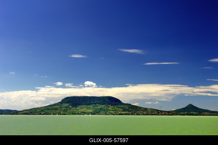 A Badacsony és a Balaton-stock-foto