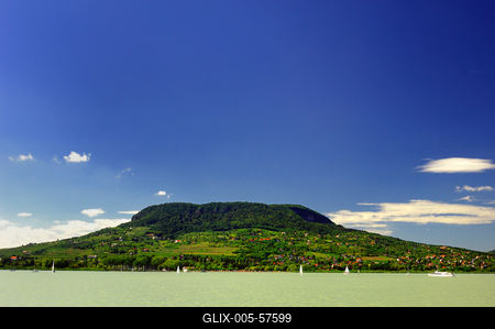 A Badacsony és a Balaton-stock-foto