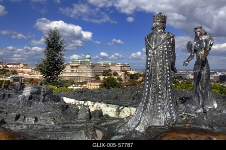 Budapest, Kilátókő-szobor a Gellért-hegyen-stock-foto