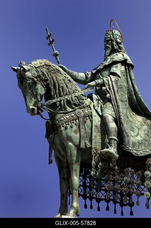 Budapest, Szent István szobor-stock-foto