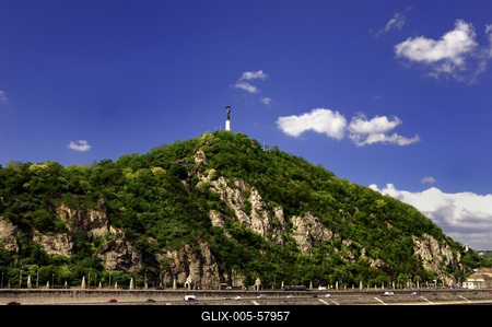Budapest, a Gellért hegy és a Duna-stock-foto
