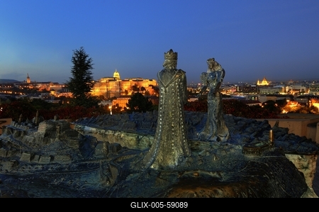 Budapest, Kilátókő-szobor a Gellért-hegyen-stock-foto