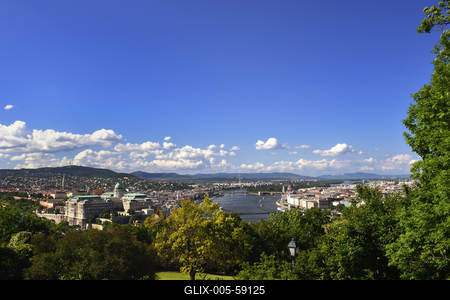 Budapest, Pest és Buda látképe-stock-foto