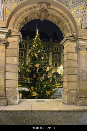 Budapest, karácsonyi díszkivilágítás-stock-foto