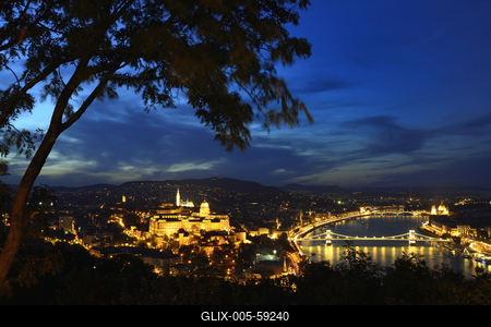 Budapest, esti panoráma-stock-foto