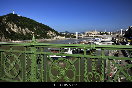 Budapest, a Gellért-hegy és a Duna-stock-foto
