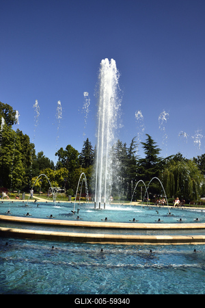 Margit-sziget, zenélő szökőkút-stock-foto