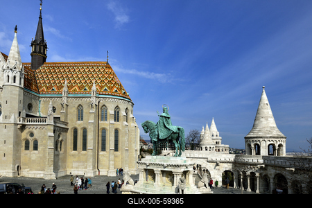 A Mátyás-templom és a Halászbástya-stock-foto