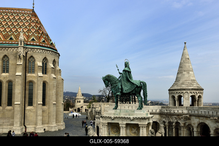 A Mátyás-templom és a Halászbástya-stock-foto
