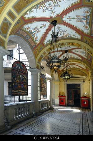 Budapest, Saxlehner-palota (Postamúzeum)-stock-foto