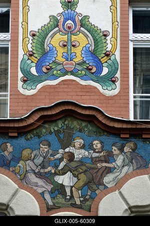 Szecessziós iskolaépület Erzsébetvárosban-stock-foto