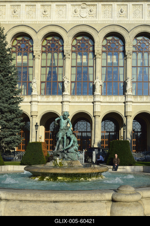 Budapest, Vigadó téri szökőkút-stock-foto