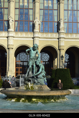 Budapest, Vigadó téri szökőkút-stock-foto
