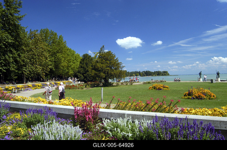 Balatonfüred, a móló és a Tagore sétány-stock-foto