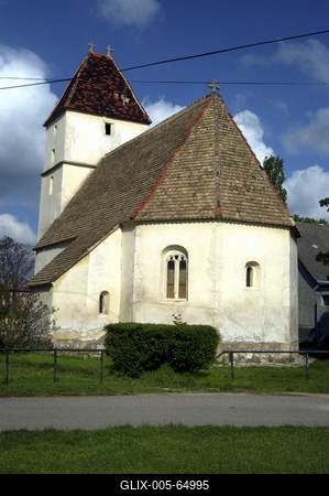 Berhida, Szent Kereszt római katolikus templom-stock-foto