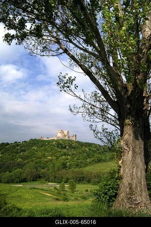 A Cseszneki Vár látványa a Bakony hegységben-stock-foto