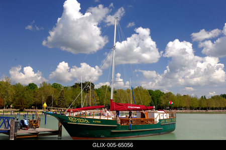 Balatonfüred, hajókikötő-stock-foto
