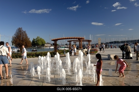 Balatonfüred, élményszökőkút-stock-foto