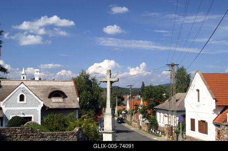 Salföld, hagyományos, népi építészetű lakóházak.-stock-foto