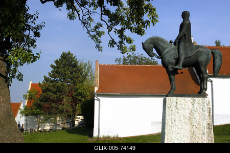 Nagyvázsony, Kinizsi Pál lovasszobra-stock-foto