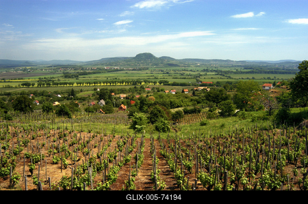 A Balaton-felvidék tanúhegyeinek látványa-stock-foto