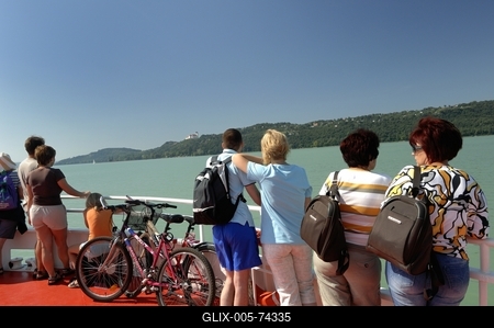 Tihany látványa a Balatonról-stock-foto