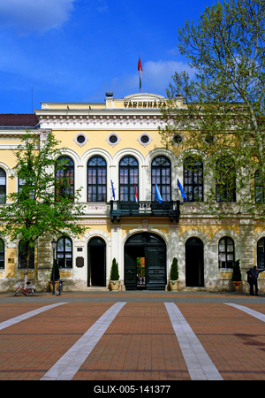 Békéscsaba, Városháza, Szent István tér-stock-foto