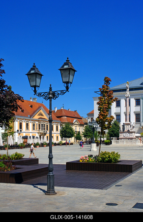 Győr belvárosa, Széchenyi tér-stock-foto
