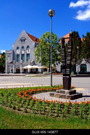Kiskunhalas, városközpont-stock-foto