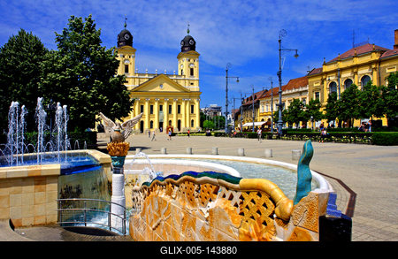 Debrecen, Kossuth tér-stock-foto