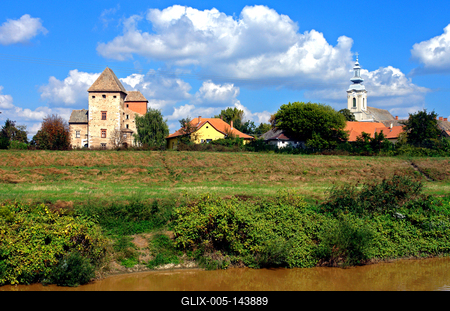 Simontornya, látkép-stock-foto