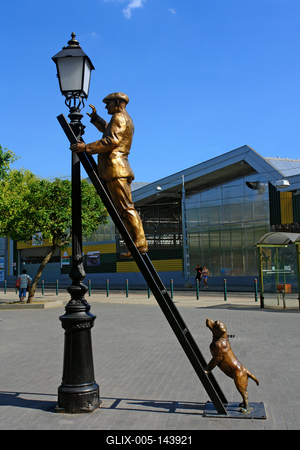 Lámpagyújtó zsánerszobor-stock-foto