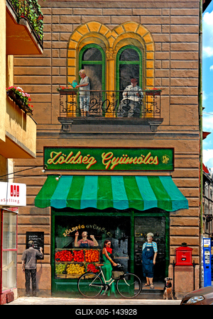 Festett tűzfal Budapesten-stock-foto