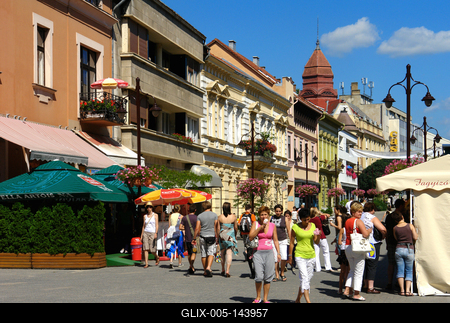 Kaposvár, sétáló utcája, a Fő utca-stock-foto