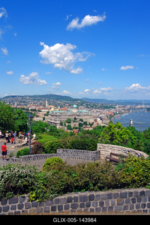 Budai vár panoráma a Gellérthegyről-stock-foto