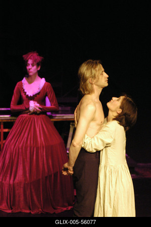 Budapest, 2004.02.11.
A Napszínház 2004. február 26-án mutatta be Donatien-Alphonse-François de Sade Justine című műve alapján készült előadását a Thália Régi Stúdióban. 
Szereplők: Pálfi Kati, Csontos Róbert, Fodor Krisztina, Dévai Balázs-stock-foto