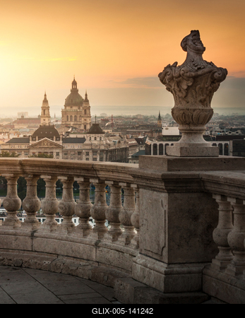 Hajnali látkép a budai várból-stock-foto